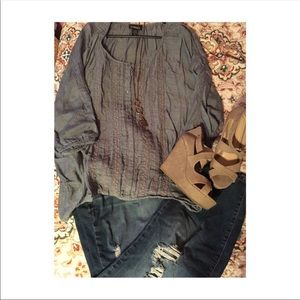 Bluish grey (denim color) flowy tunic top